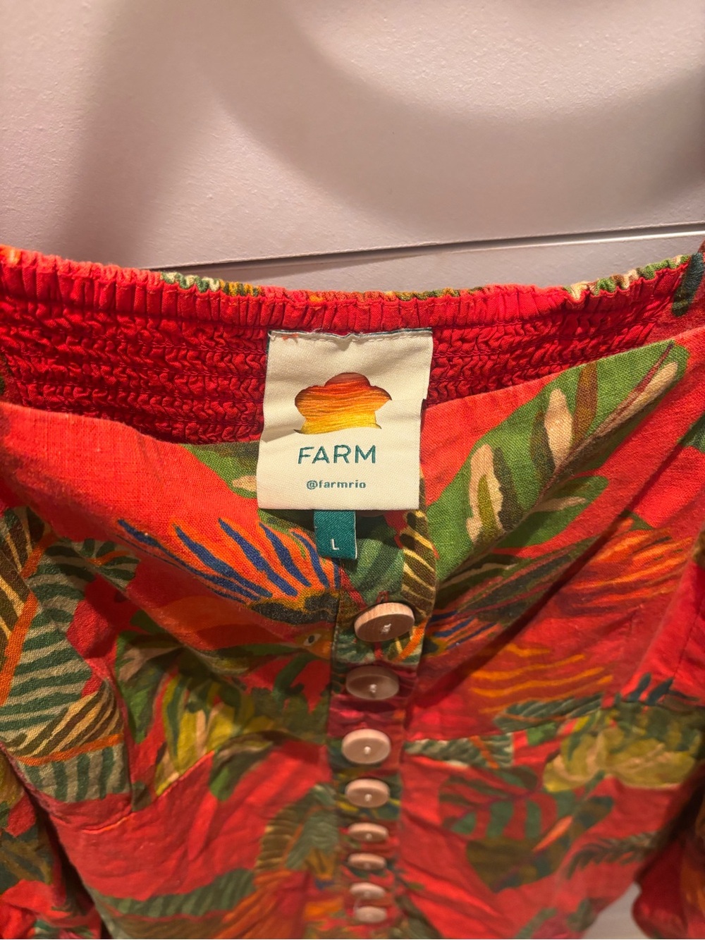 FARM Rio Red Tropical Button-Front Women's Romper - Picture 2 of 4